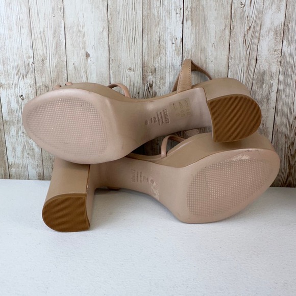 Schutz Kelsie Womens‎ Platform Sandal 10B Nude Knotted Tubular Strap Block Heel - Picture 5 of 11